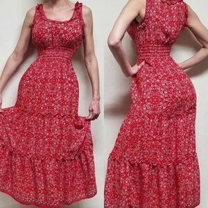 Hunting wives style Ruffled Tiered cottagecore Peasant dress bohemian long dress